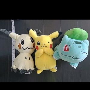 🧸 Pokémon Plush Lot – Pikachu, Mimikyu & Bulbasaur | Nintendo